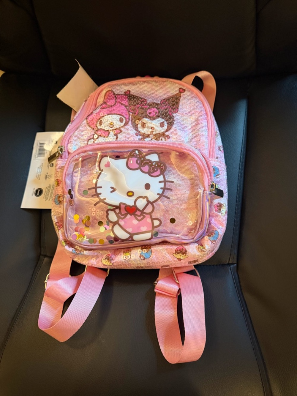 Sanrio Hello Kitty Pink Sequin Kids Backpack with Glitter Pocket